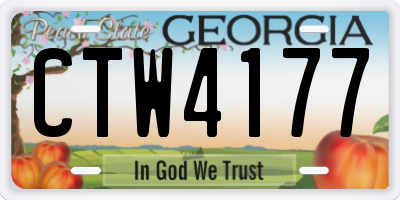 GA license plate CTW4177