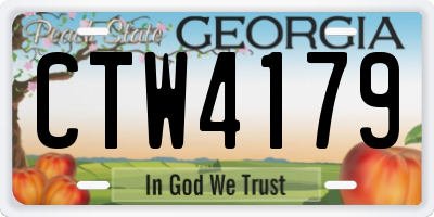 GA license plate CTW4179