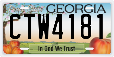 GA license plate CTW4181