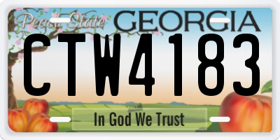 GA license plate CTW4183