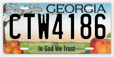 GA license plate CTW4186