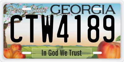 GA license plate CTW4189