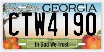 GA license plate CTW4190
