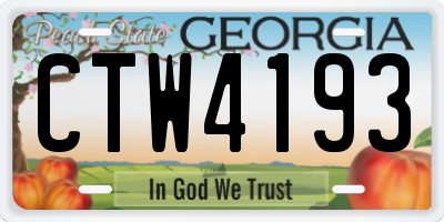 GA license plate CTW4193