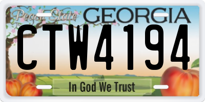 GA license plate CTW4194