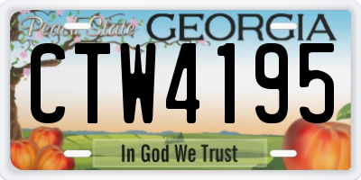 GA license plate CTW4195
