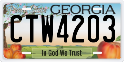 GA license plate CTW4203