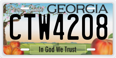 GA license plate CTW4208