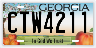 GA license plate CTW4211
