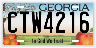 GA license plate CTW4216