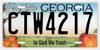 GA license plate CTW4217