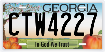 GA license plate CTW4227