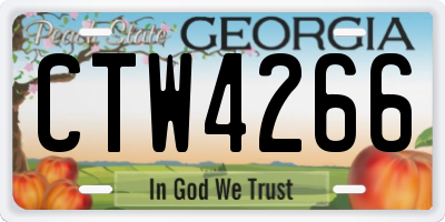 GA license plate CTW4266