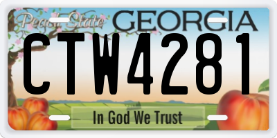 GA license plate CTW4281