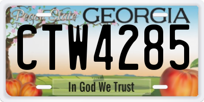 GA license plate CTW4285