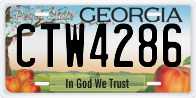 GA license plate CTW4286