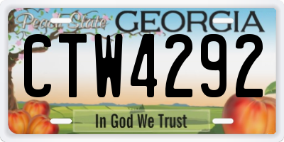 GA license plate CTW4292