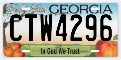 GA license plate CTW4296