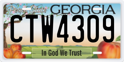 GA license plate CTW4309