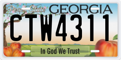 GA license plate CTW4311