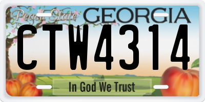 GA license plate CTW4314