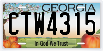 GA license plate CTW4315