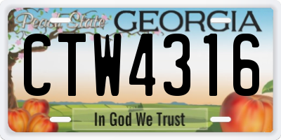 GA license plate CTW4316