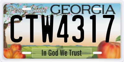 GA license plate CTW4317