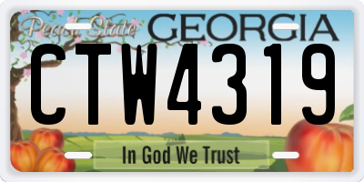 GA license plate CTW4319