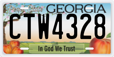 GA license plate CTW4328