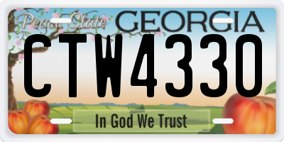 GA license plate CTW4330