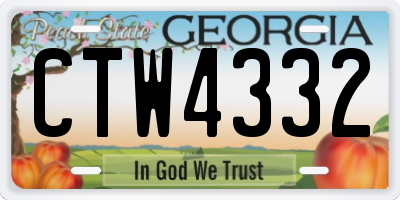GA license plate CTW4332