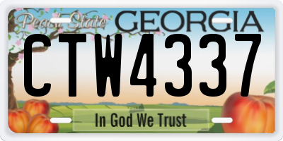 GA license plate CTW4337