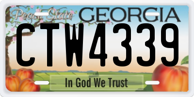 GA license plate CTW4339