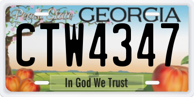 GA license plate CTW4347