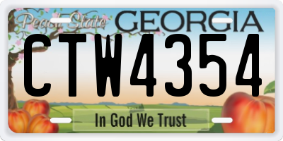 GA license plate CTW4354