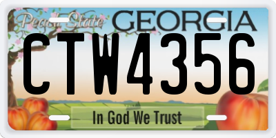 GA license plate CTW4356