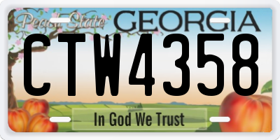 GA license plate CTW4358