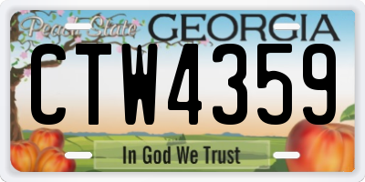 GA license plate CTW4359
