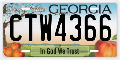 GA license plate CTW4366