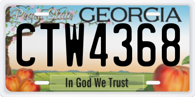 GA license plate CTW4368