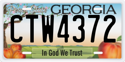 GA license plate CTW4372