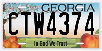 GA license plate CTW4374