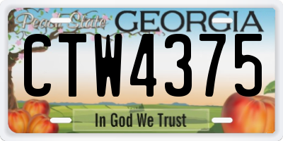 GA license plate CTW4375