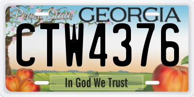 GA license plate CTW4376