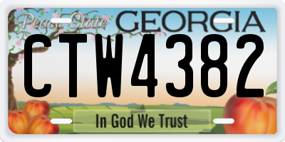 GA license plate CTW4382