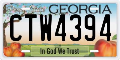 GA license plate CTW4394