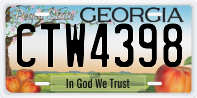 GA license plate CTW4398