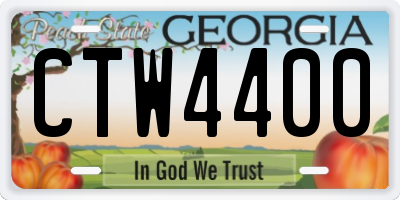 GA license plate CTW4400