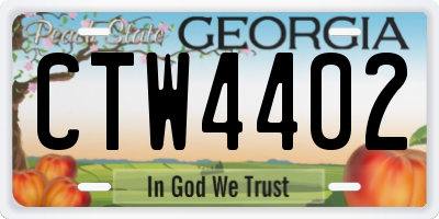 GA license plate CTW4402